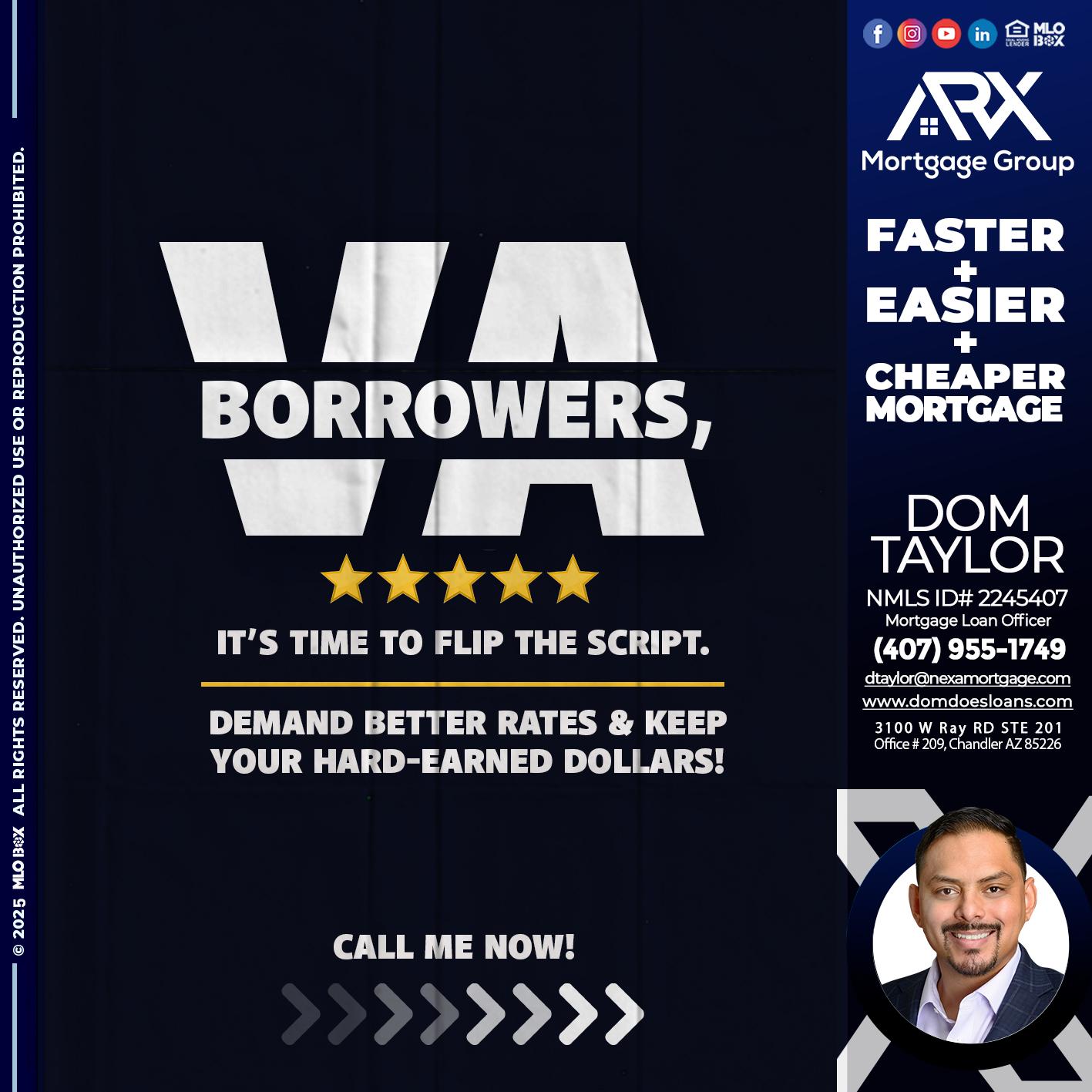 VA BORROWERS - Dom Taylor -Mortgage Loan Officer