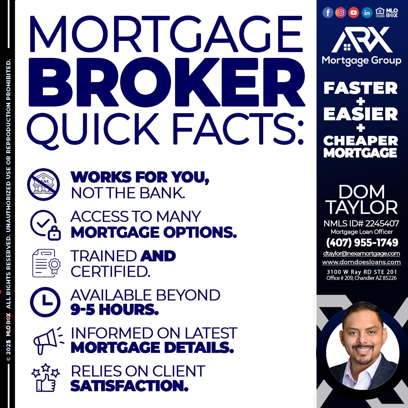 MORTGAGE BROKER - Dom Taylor -Mortgage Loan Officer