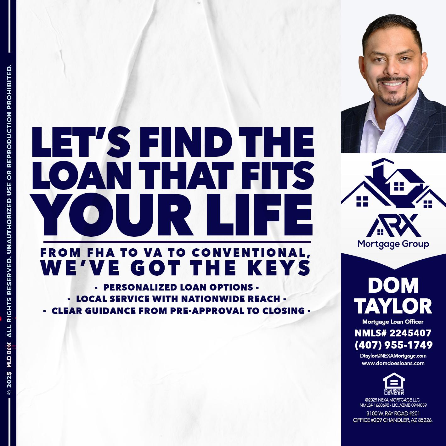 LETS FIND - Dom Taylor -Mortgage Loan Officer