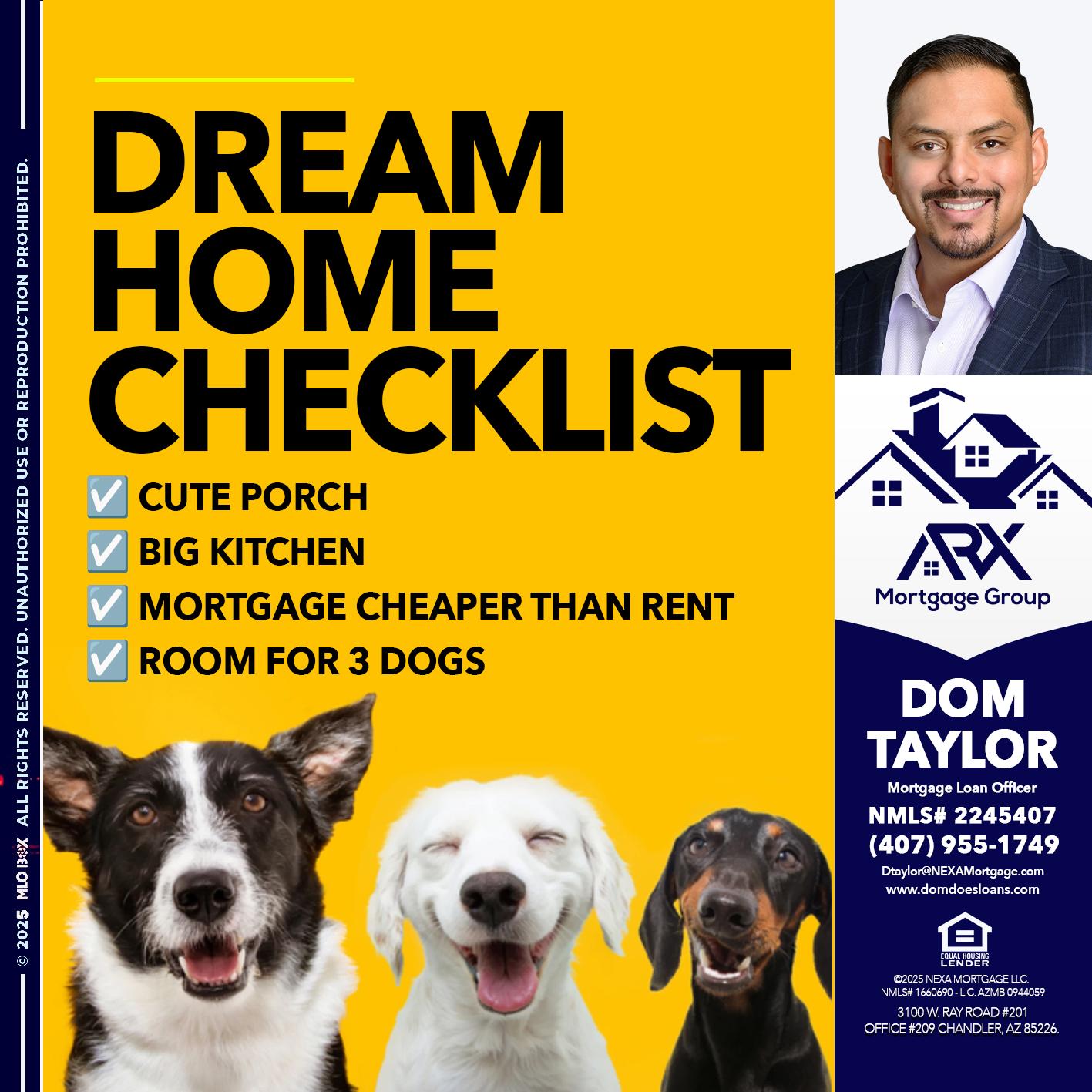 DREAM HOME CHEK LIST - Dom Taylor -Mortgage Loan Officer