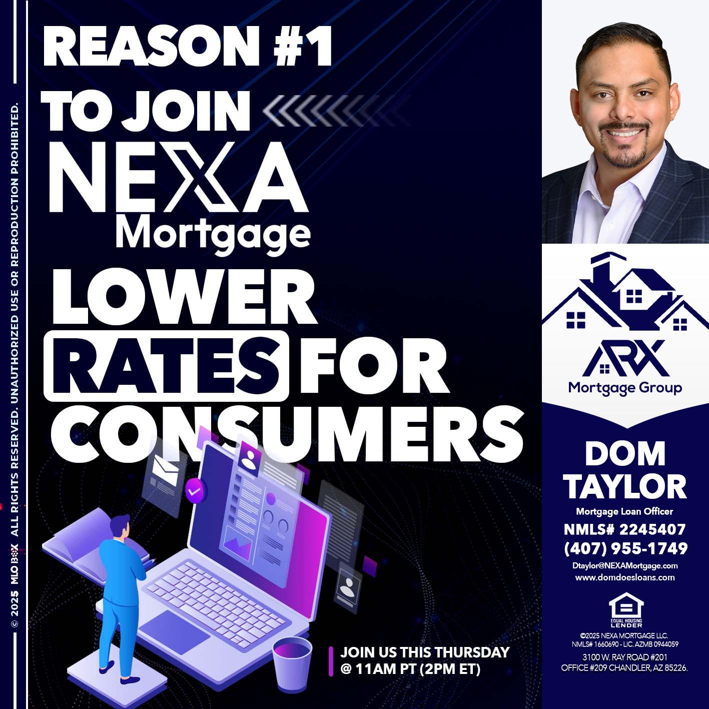 REASON 1 - Dom Taylor -Mortgage Loan Officer
