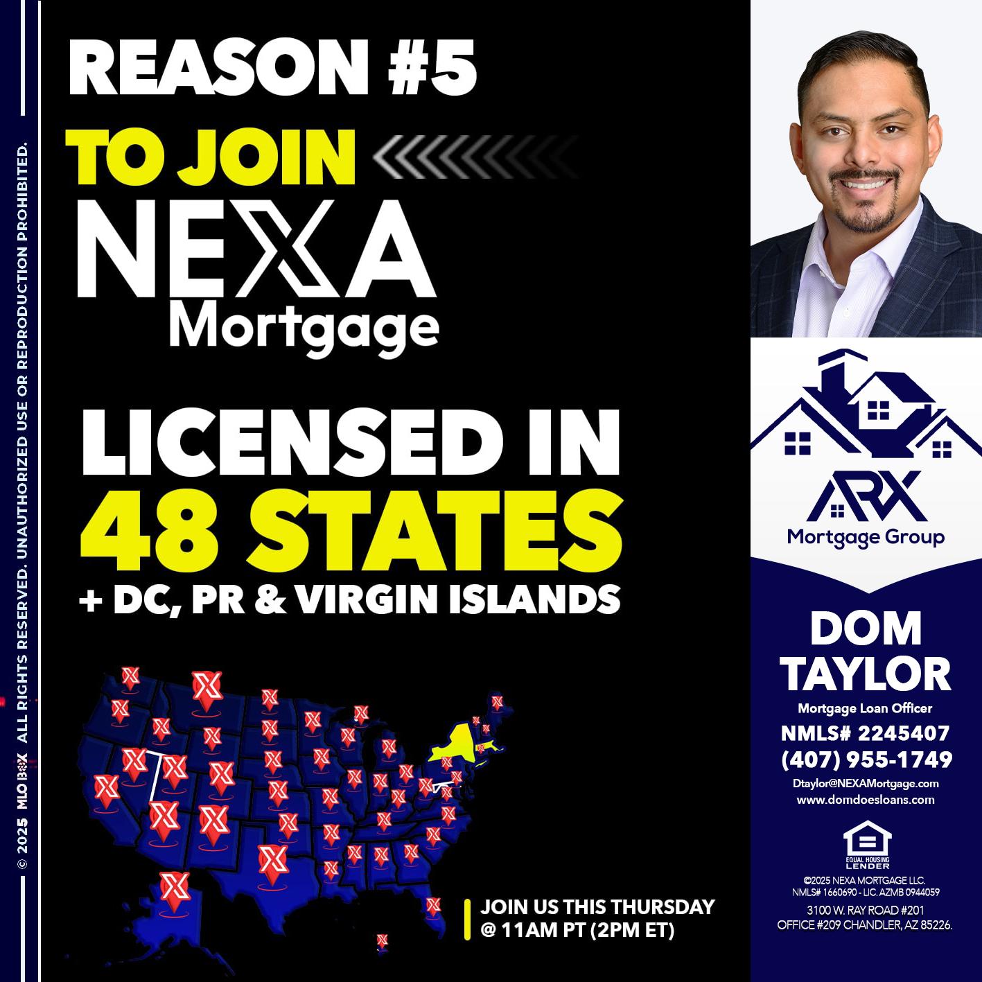 REASON 5 - Dom Taylor -Mortgage Loan Officer