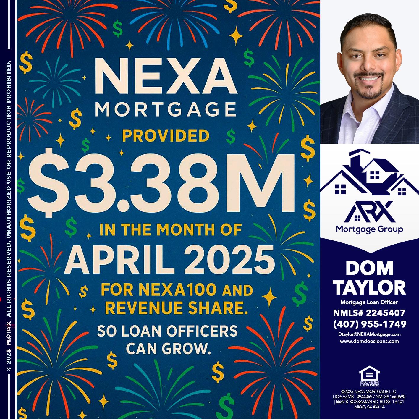 $3.38M - Dom Taylor -Mortgage Loan Officer