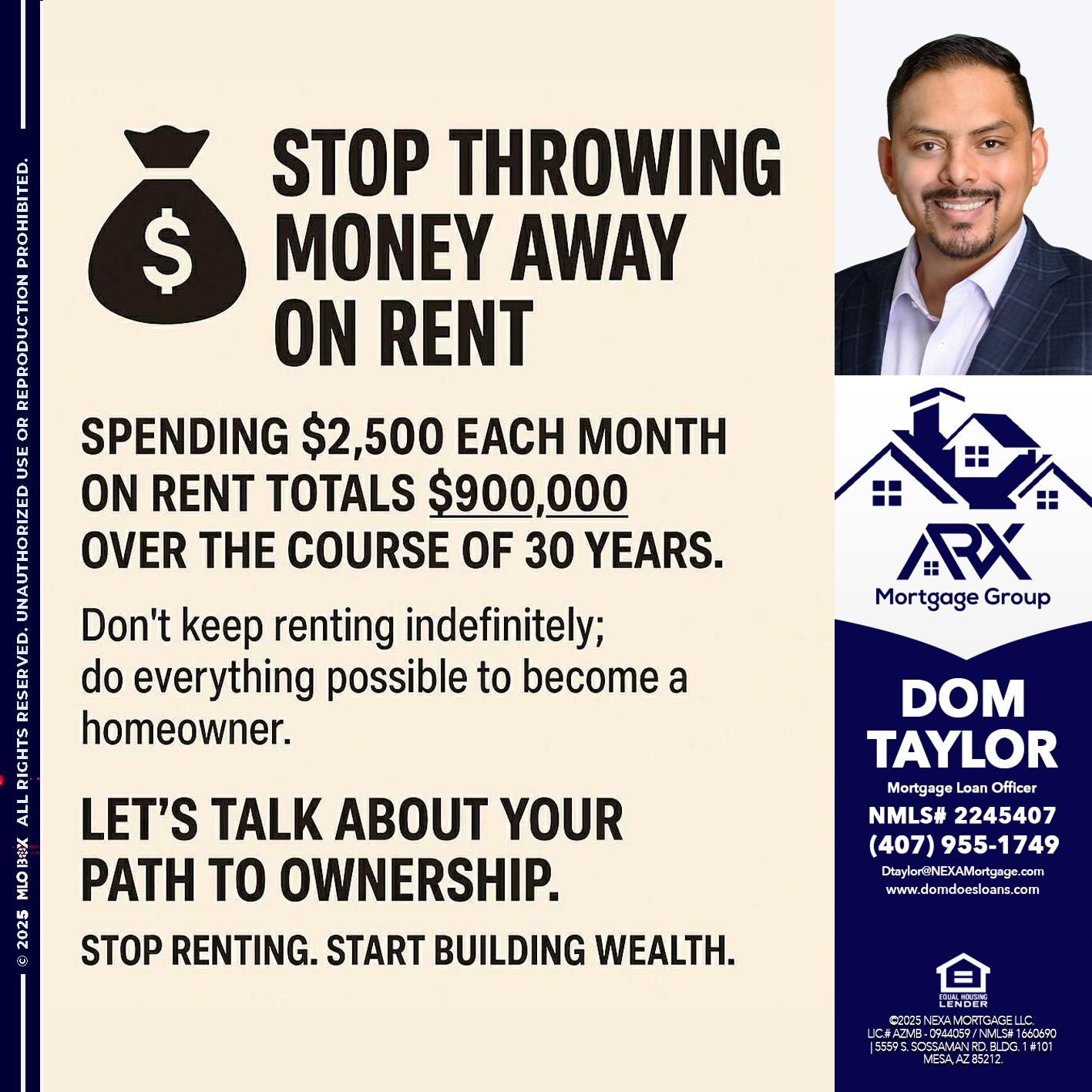 STOP THROWING - Dom Taylor -Mortgage Loan Officer