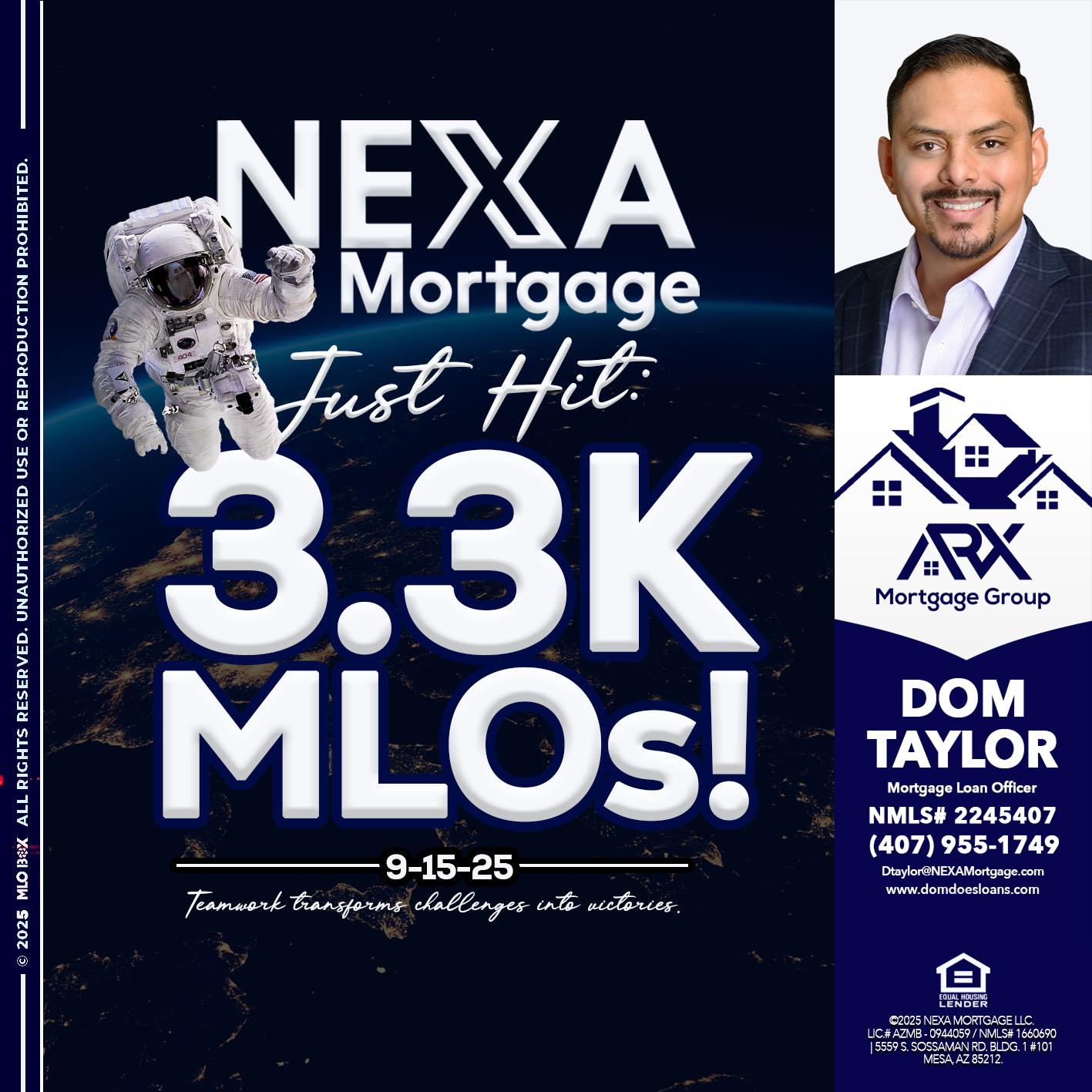 3.3K - Dom Taylor -Mortgage Loan Officer