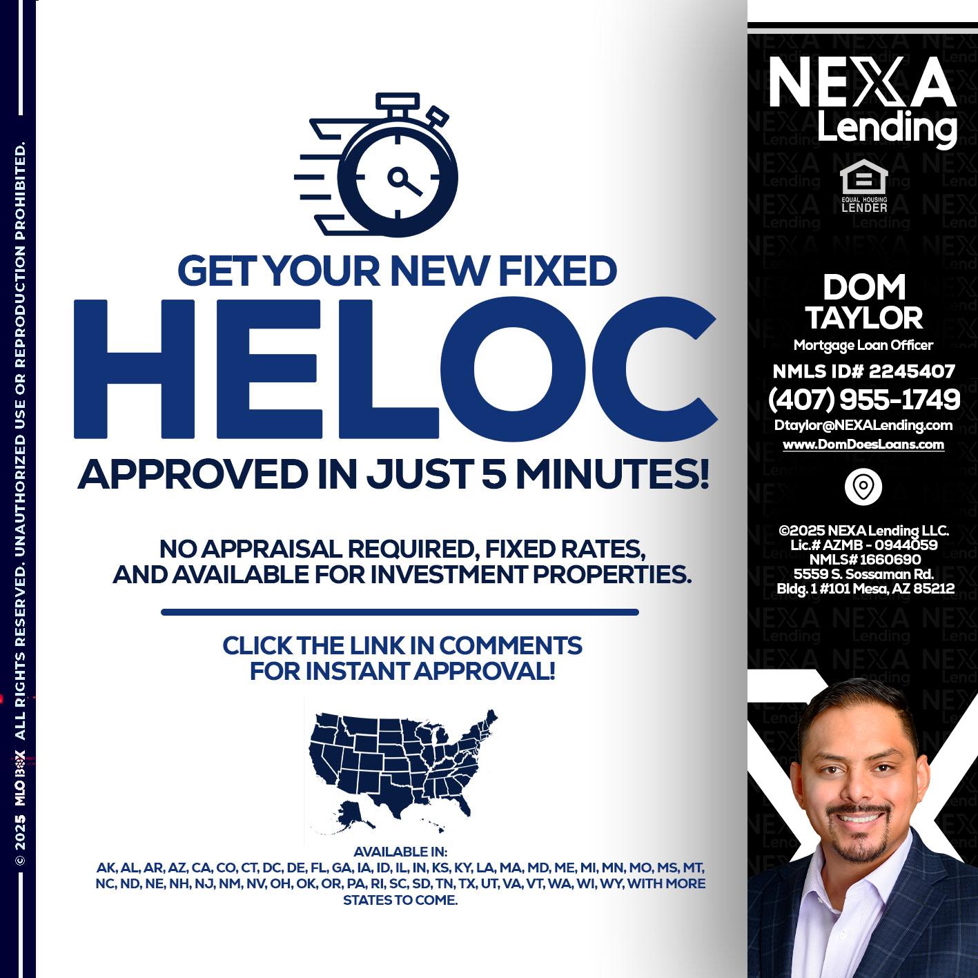 HELOC - Dom Taylor -Mortgage Loan Officer