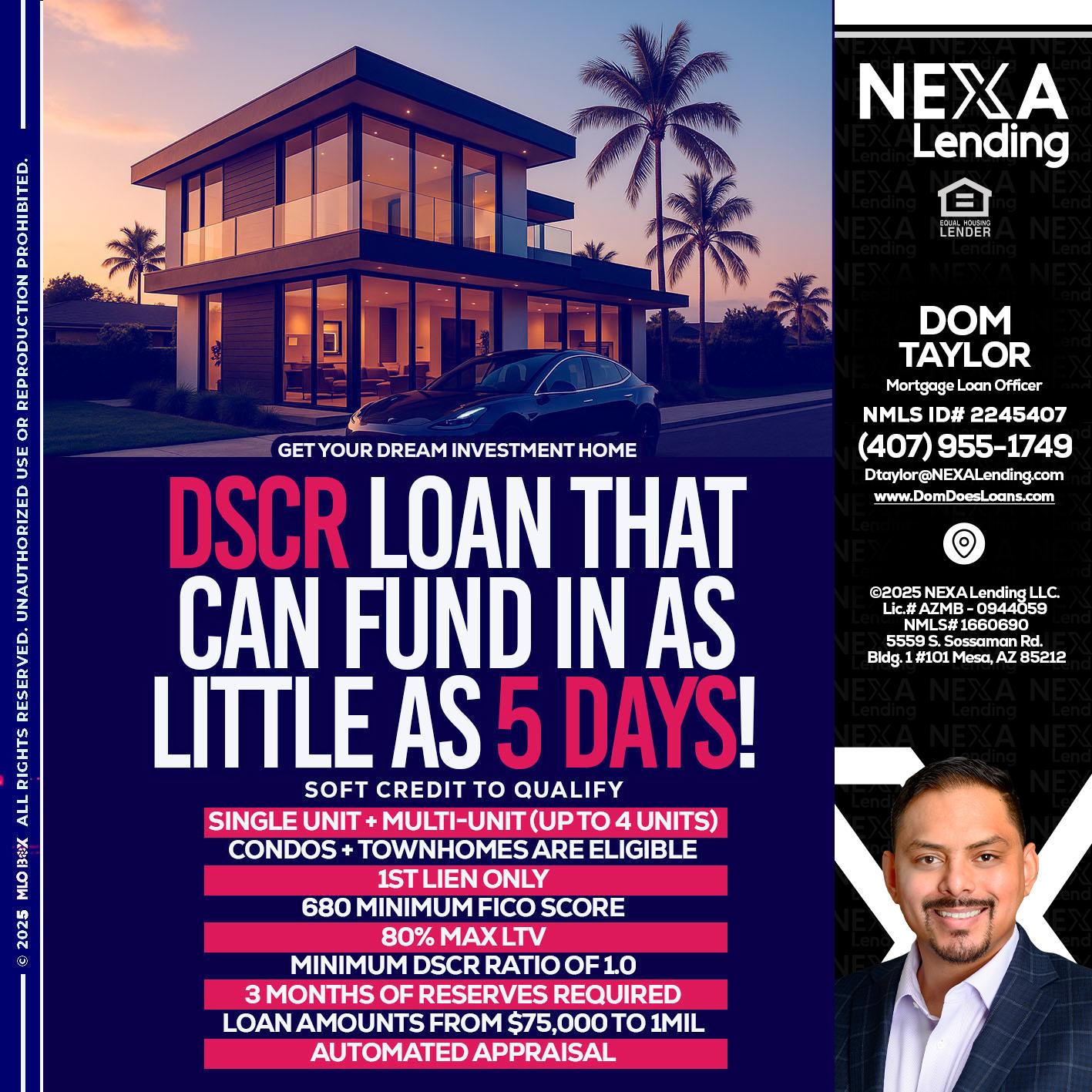 DSCR - Dom Taylor -Mortgage Loan Officer