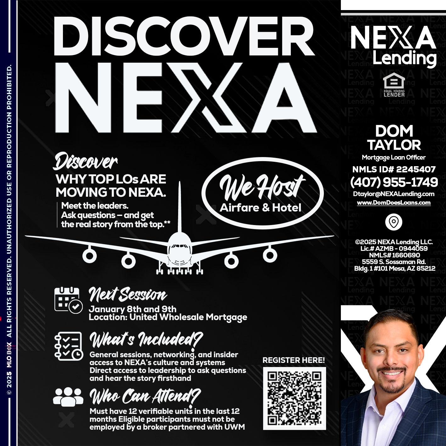 DISCOVER NEXA - Dom Taylor -Mortgage Loan Officer