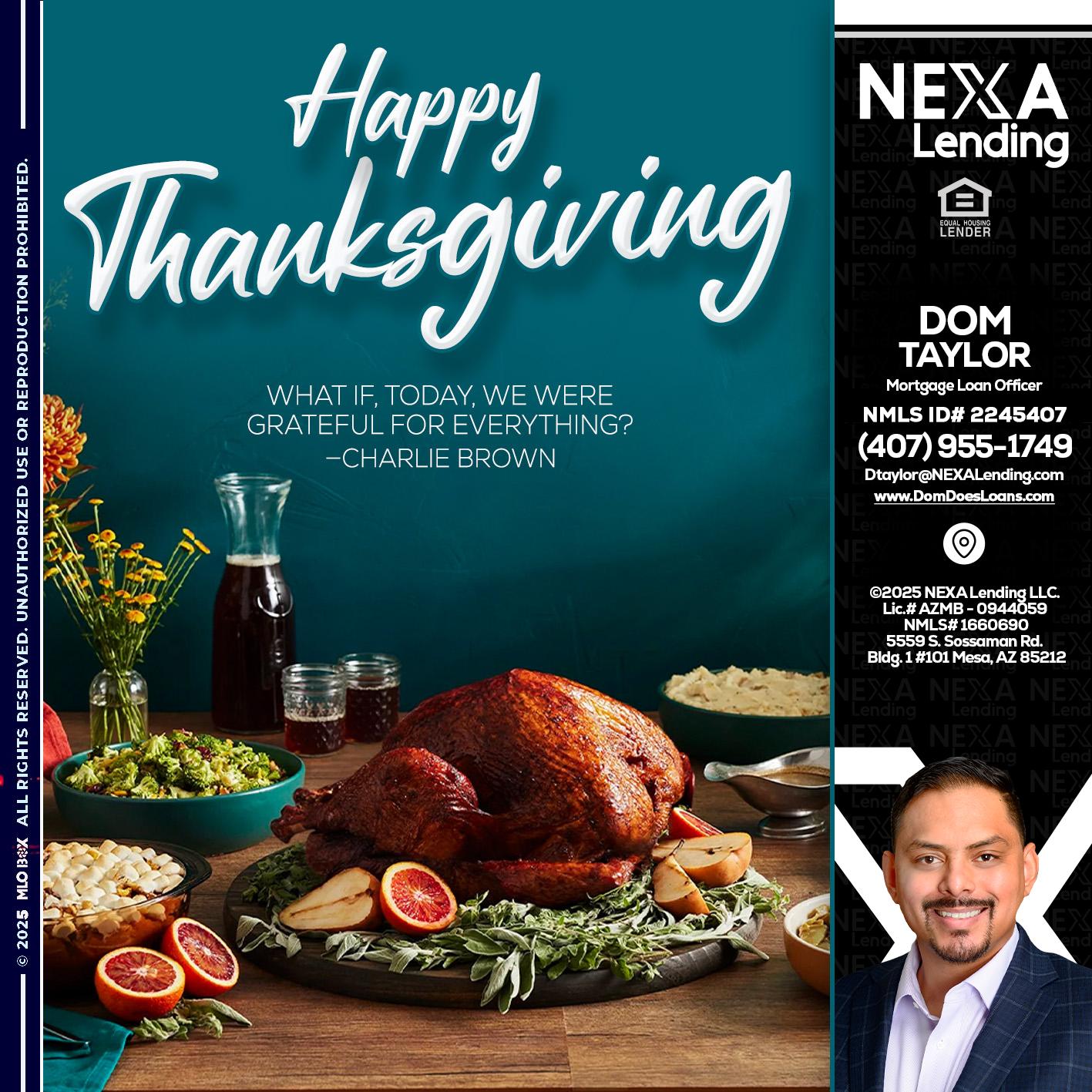 happy Thanksgiving - Dom Taylor -Mortgage Loan Officer