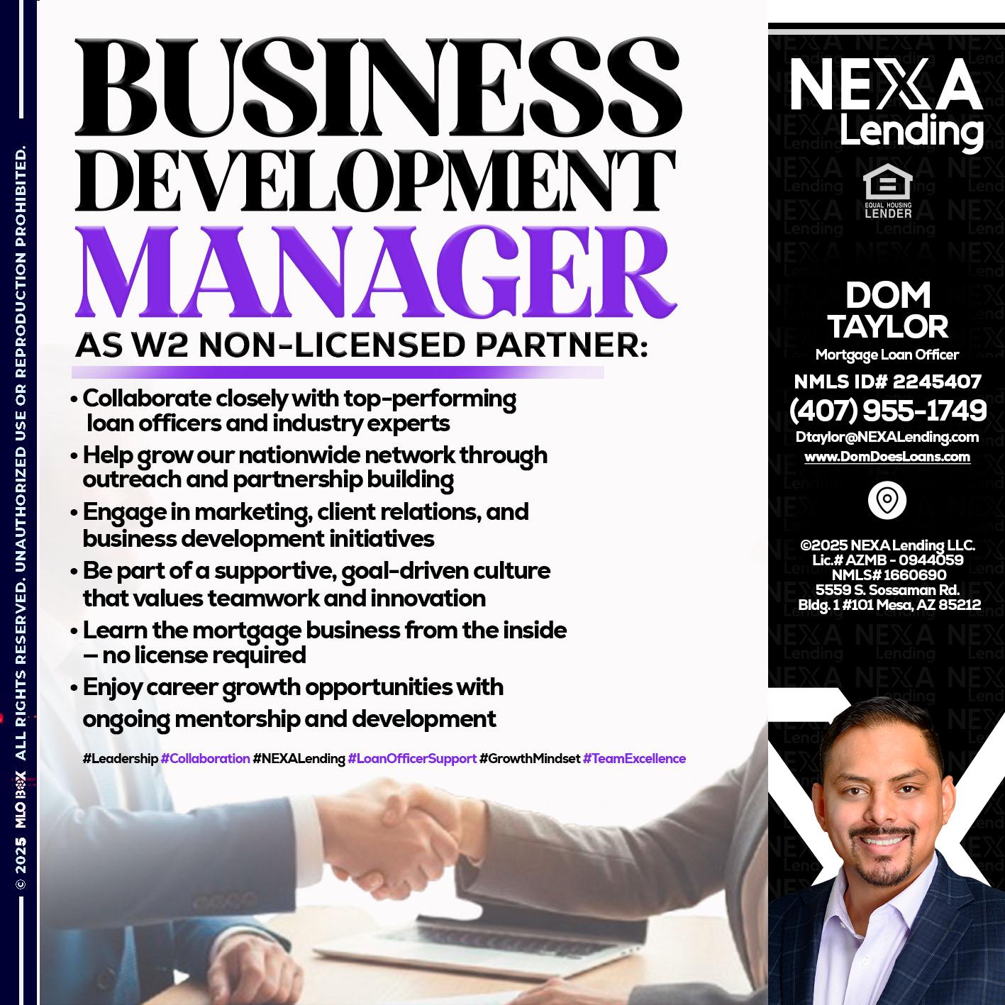 business development - Dom Taylor -Mortgage Loan Officer