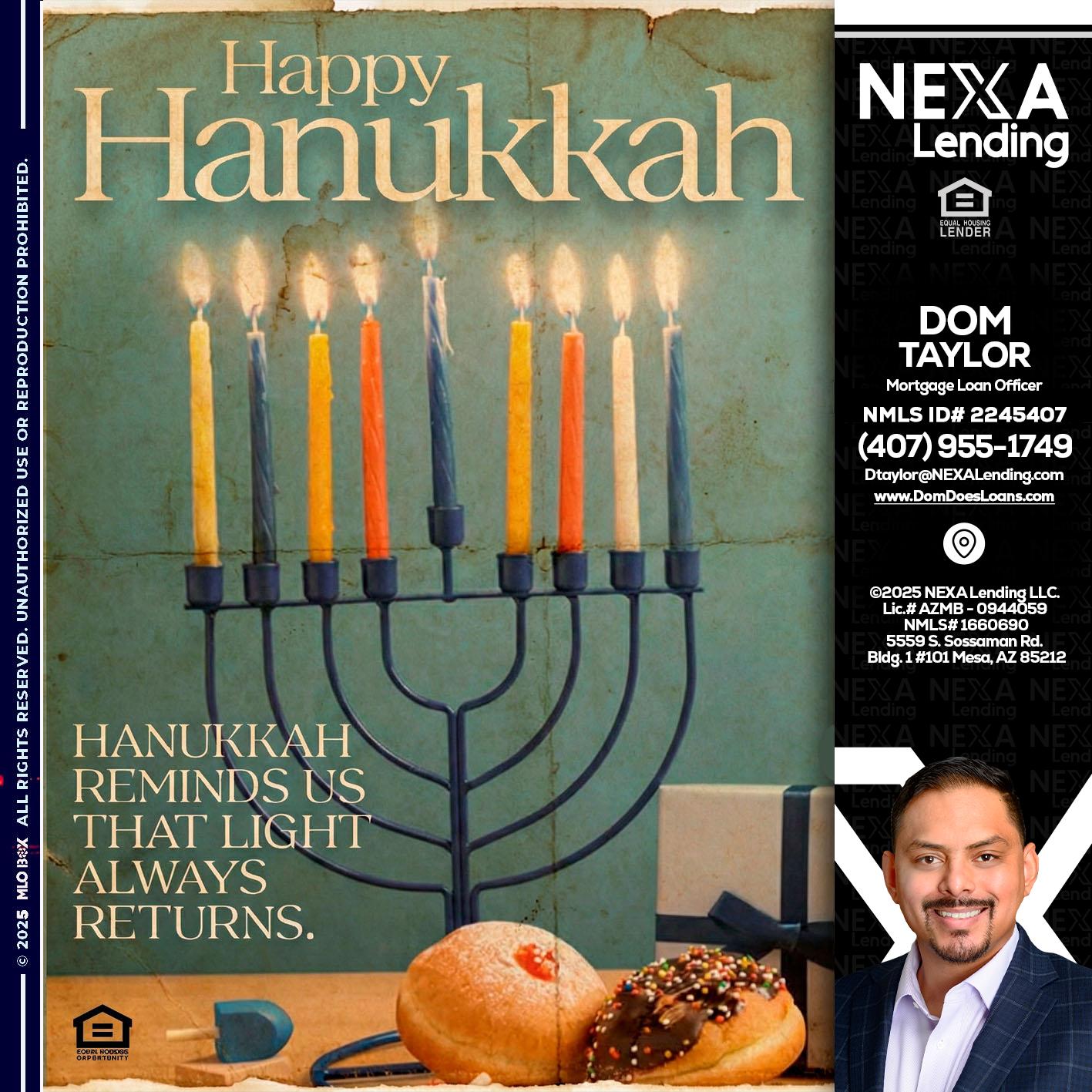 HAPPY HANUKKAH - Dom Taylor -Mortgage Loan Officer