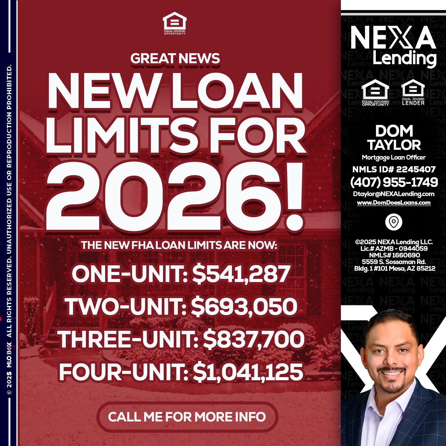 loan limits - Dom Taylor -Mortgage Loan Officer