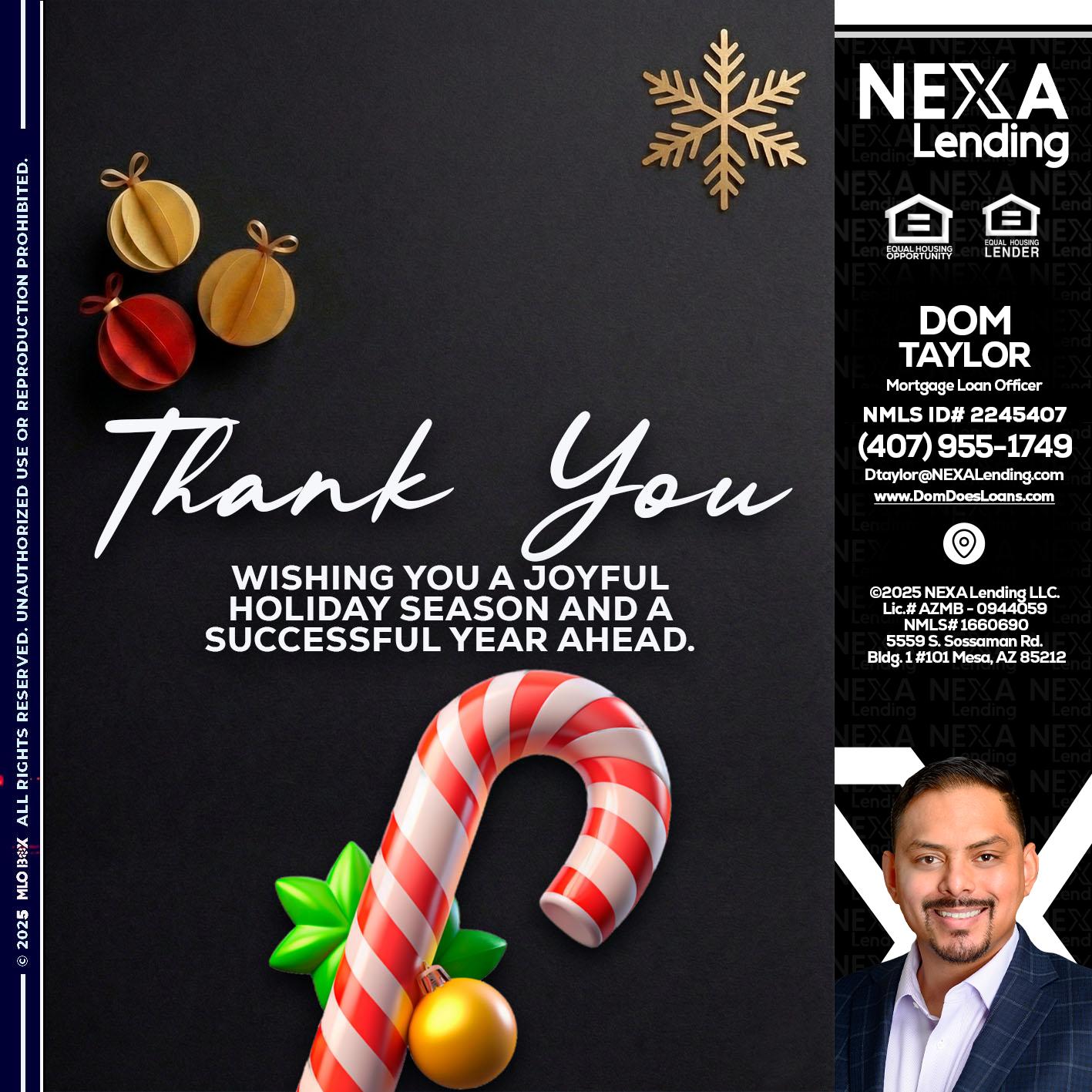 THANK YOU - Dom Taylor -Mortgage Loan Officer