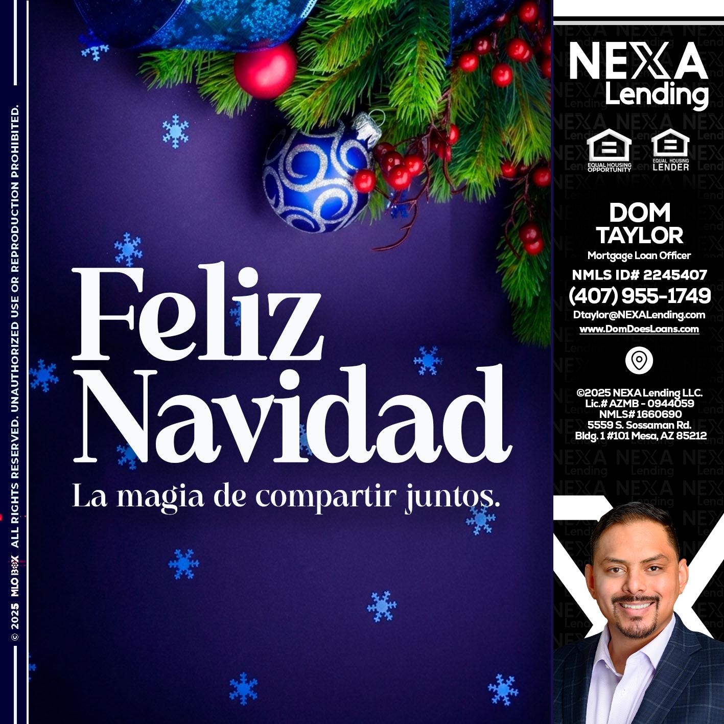 FELIZ NAVIDAD - Dom Taylor -Mortgage Loan Officer