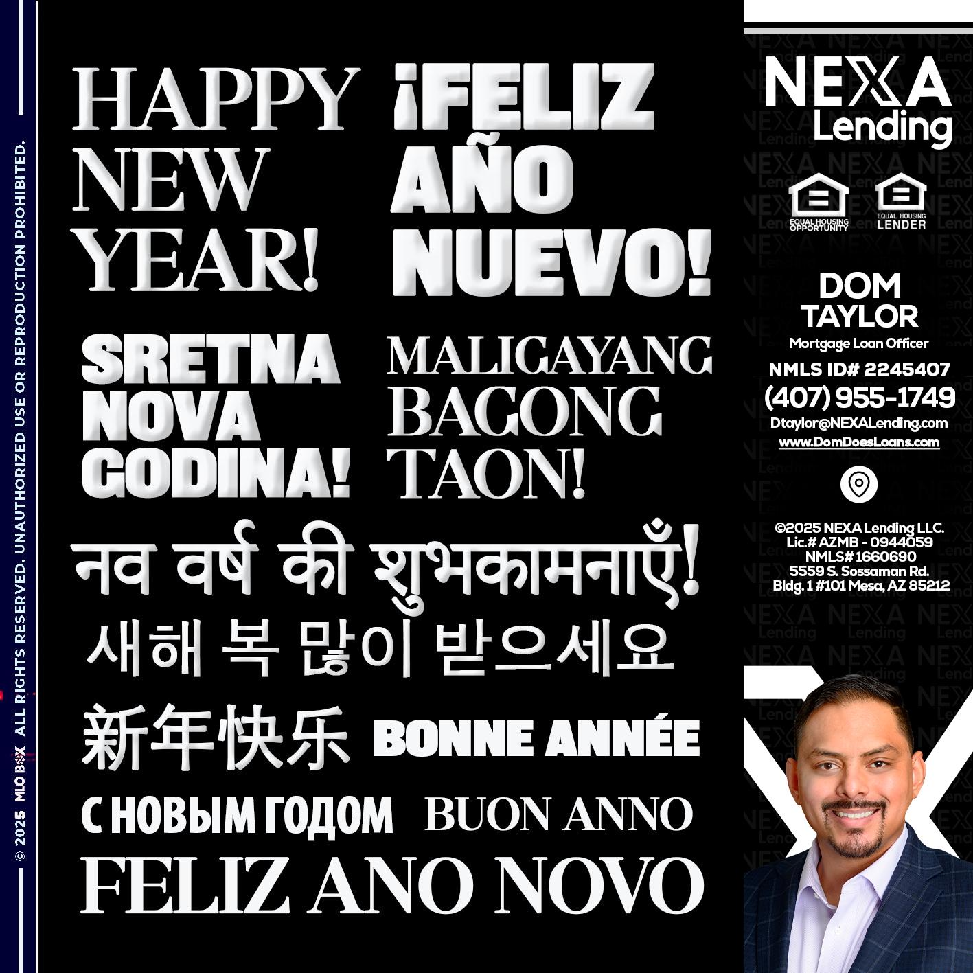 HAPPY NEW YEAR - Dom Taylor -Mortgage Loan Officer