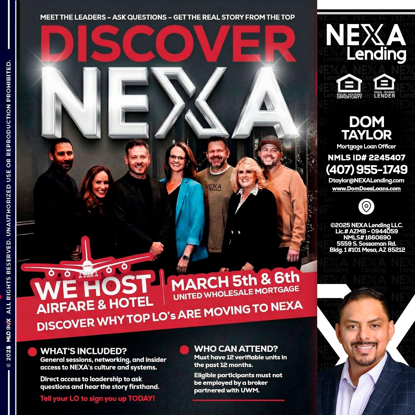 DISCOVER NEXA - Dom Taylor -Mortgage Loan Officer