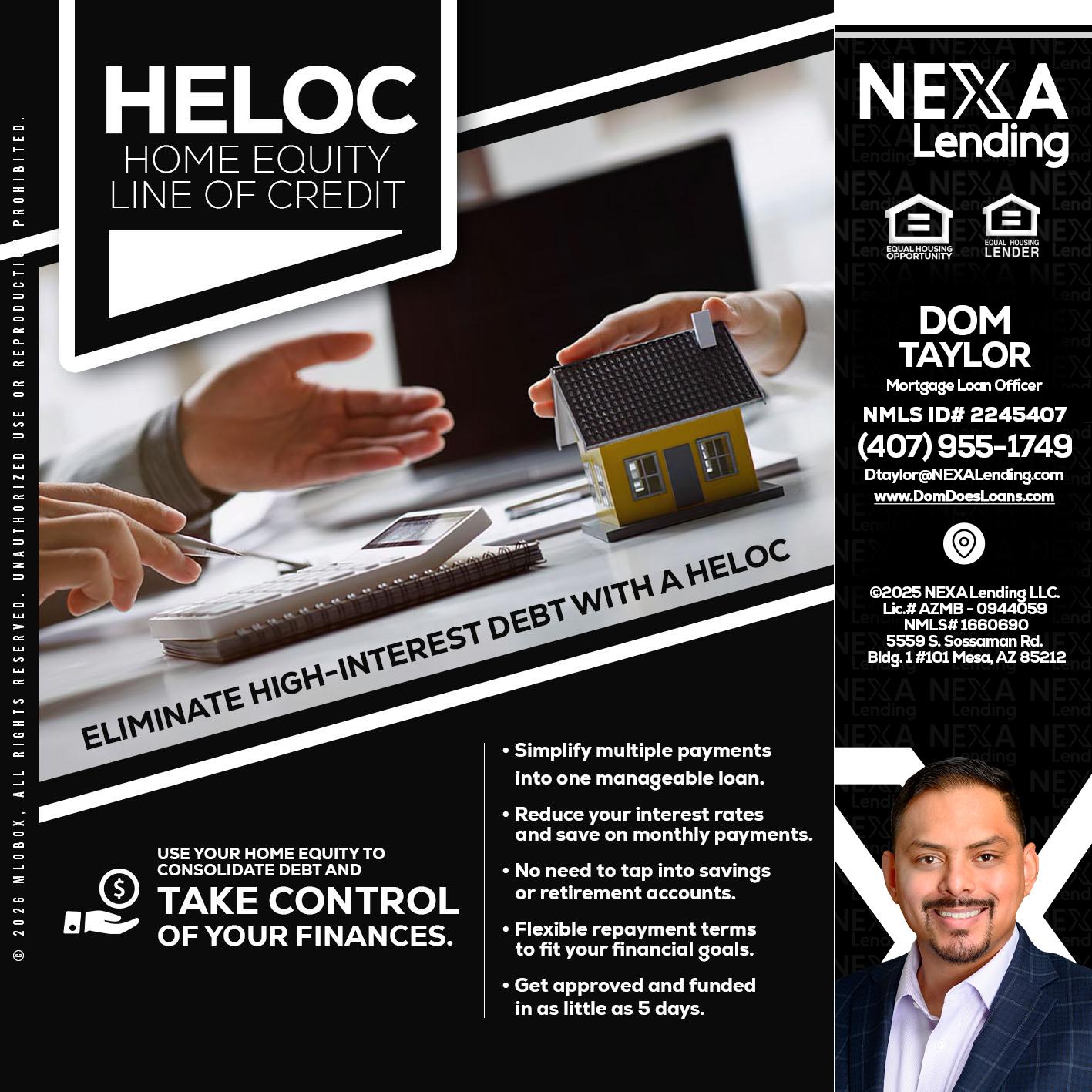 HELOC - Dom Taylor -Mortgage Loan Officer