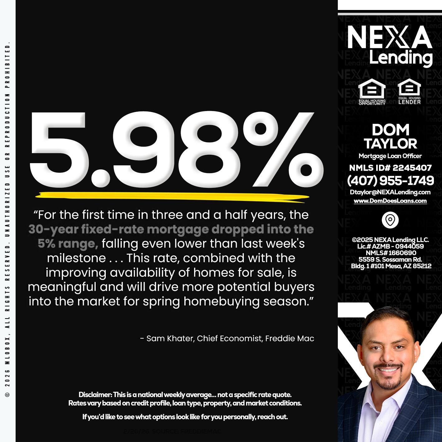 5.98% - Dom Taylor -Mortgage Loan Officer