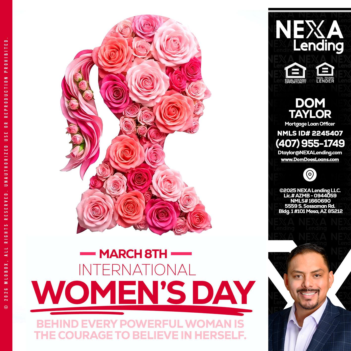 MARCH 8TH - Dom Taylor -Mortgage Loan Officer