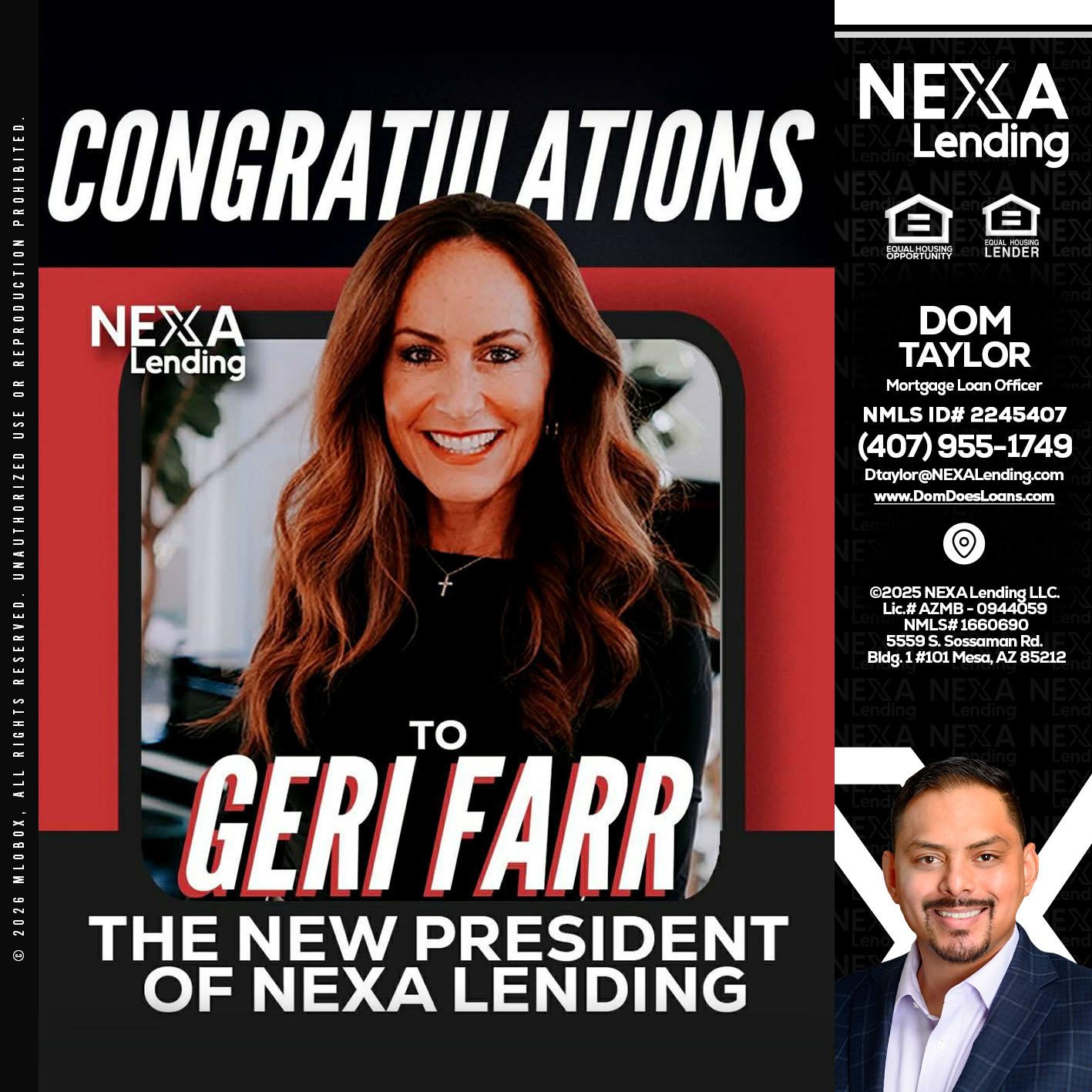 CONGRATULATIONS - Dom Taylor -Mortgage Loan Officer