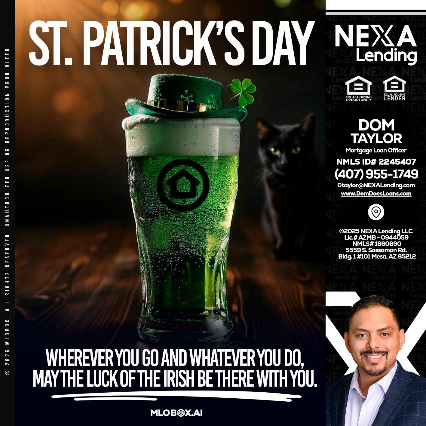 st. Patricks day - Dom Taylor -Mortgage Loan Officer