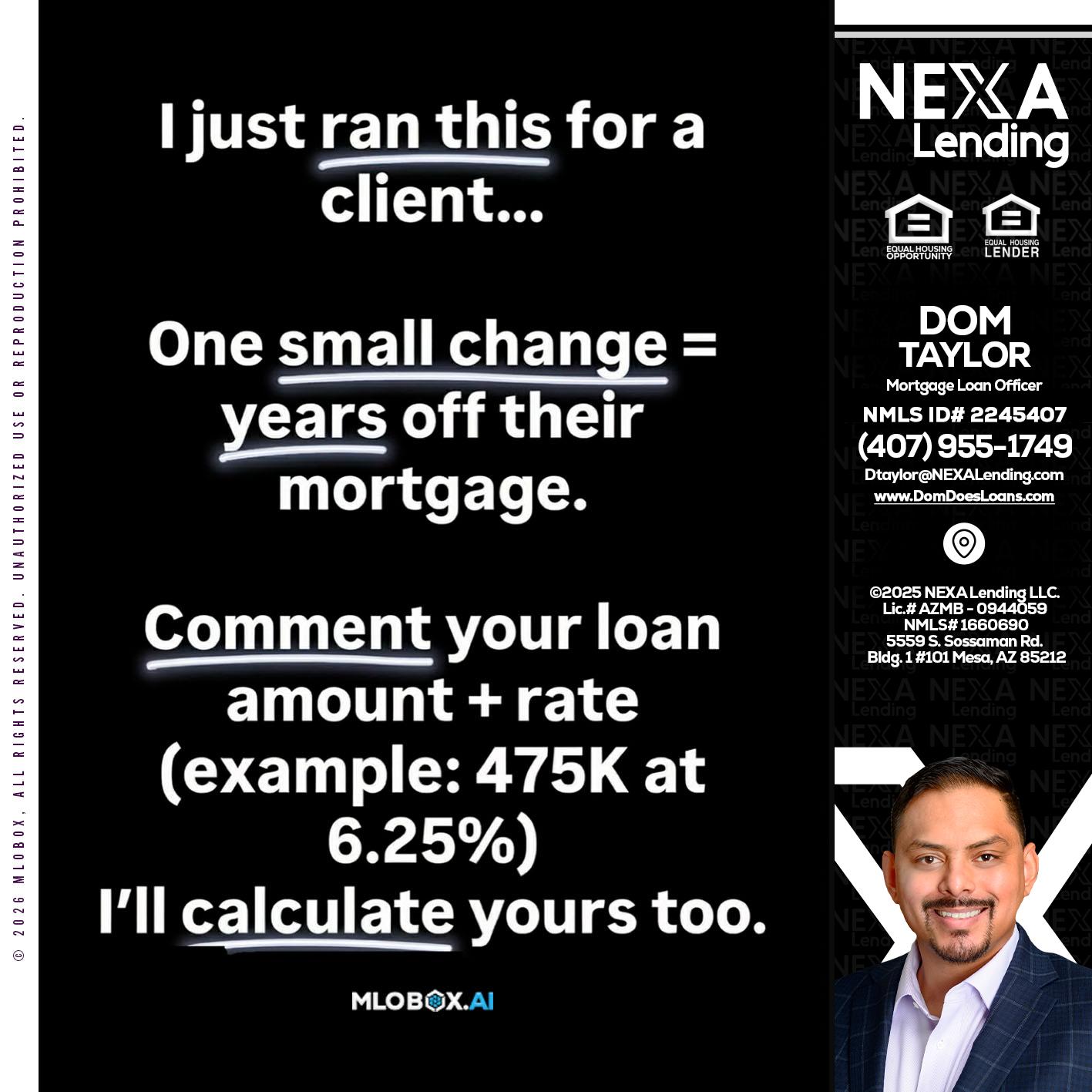 I JUST RAN - Dom Taylor -Mortgage Loan Officer