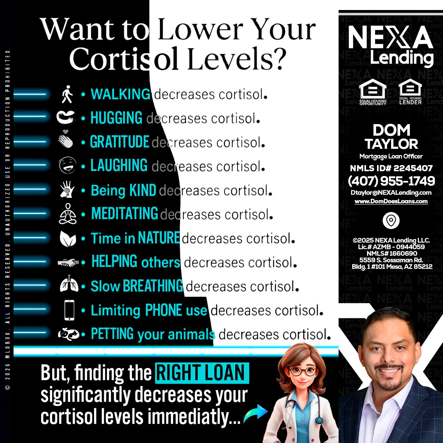 Want to lower Your Cortisol Levels? - Dom Taylor -Mortgage Loan Officer