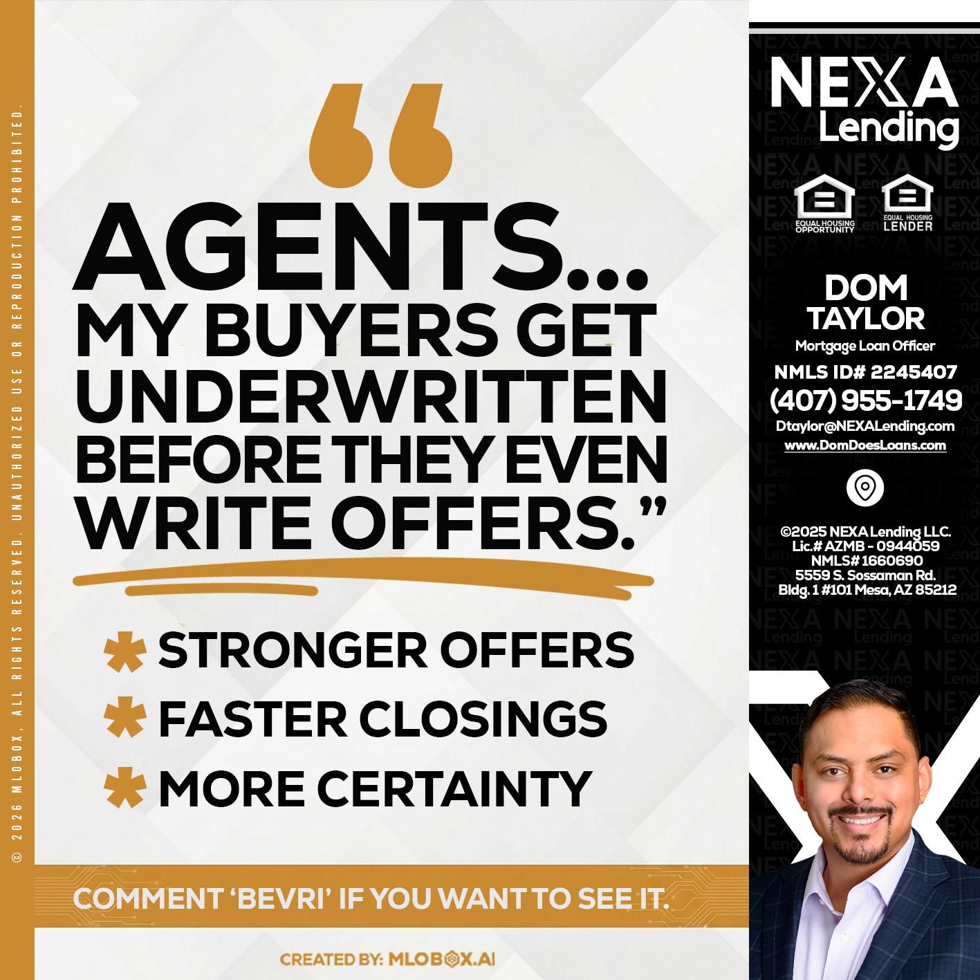 agents - Dom Taylor -Mortgage Loan Officer