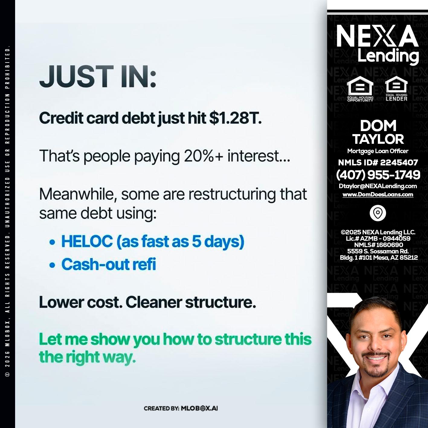 JUST IN - Dom Taylor -Mortgage Loan Officer