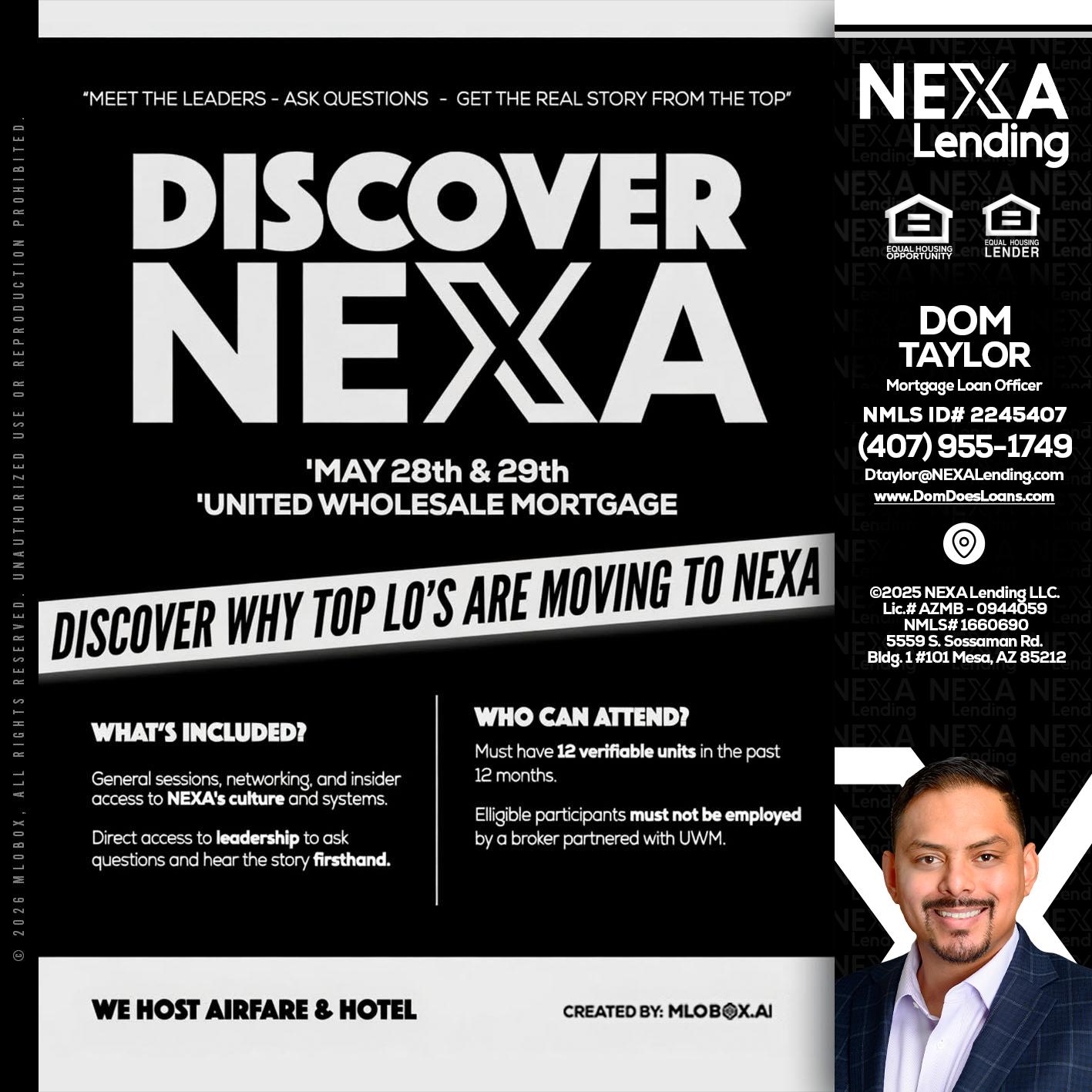 DISCOVER NEXA - Dom Taylor -Mortgage Loan Officer