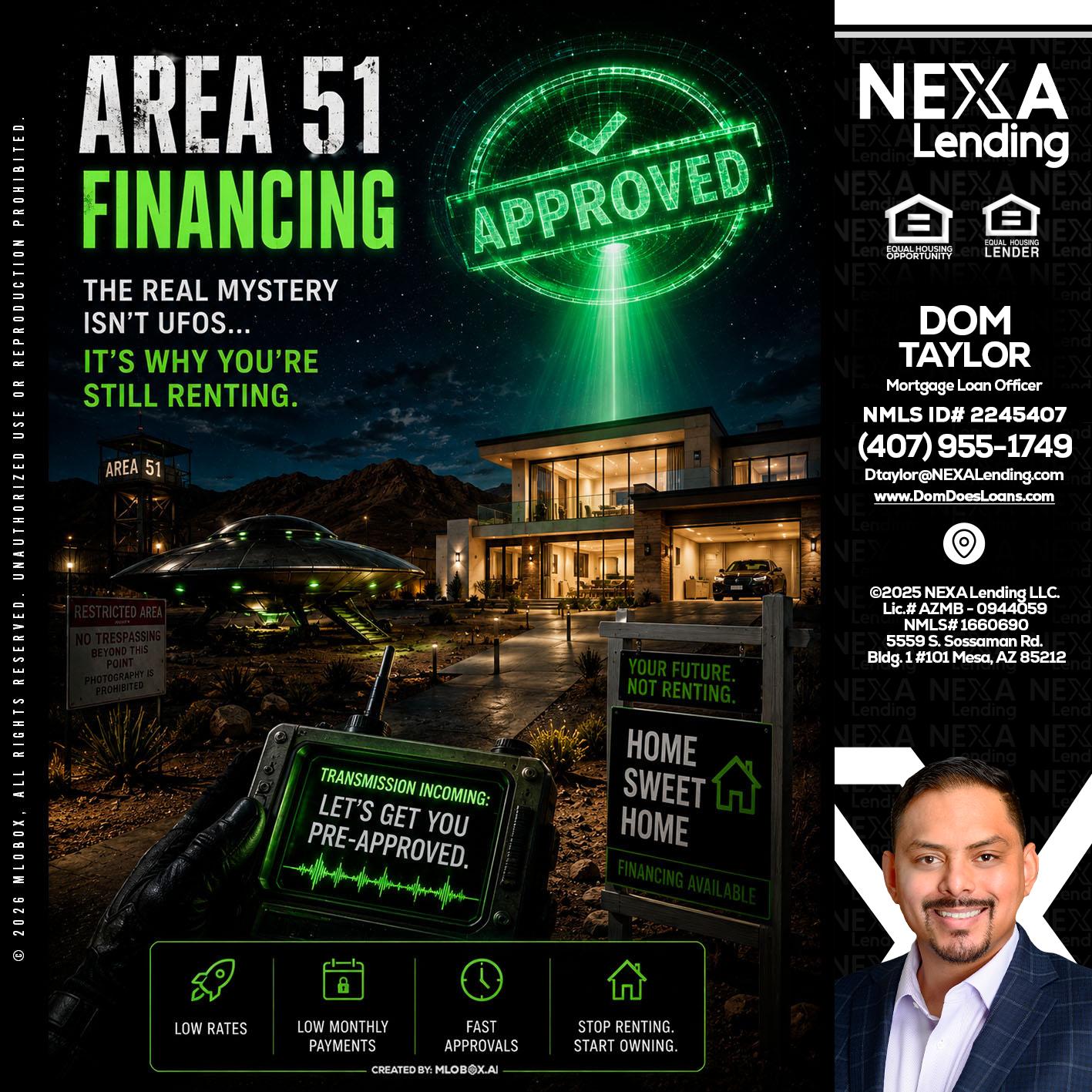 AREA 51 - Dom Taylor -Mortgage Loan Officer