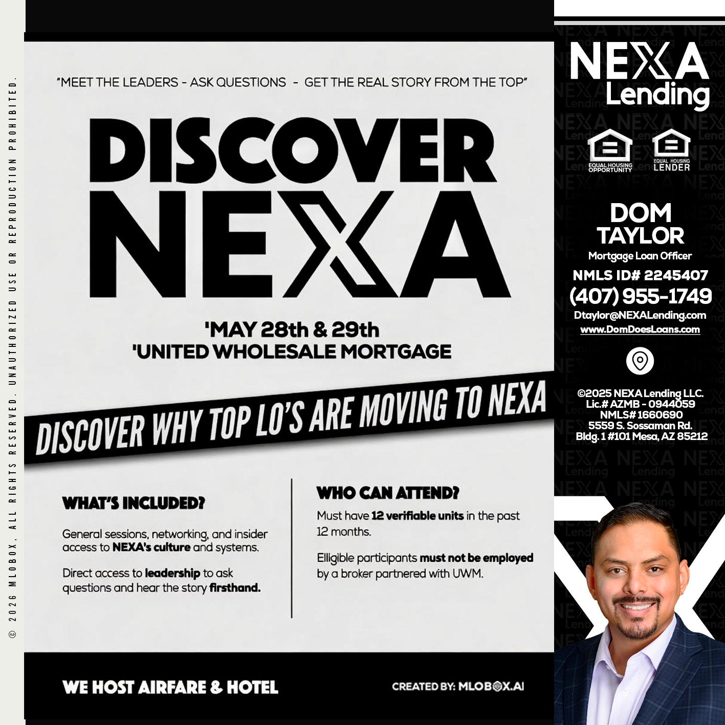 DISCOVER NEXA - Dom Taylor -Mortgage Loan Officer