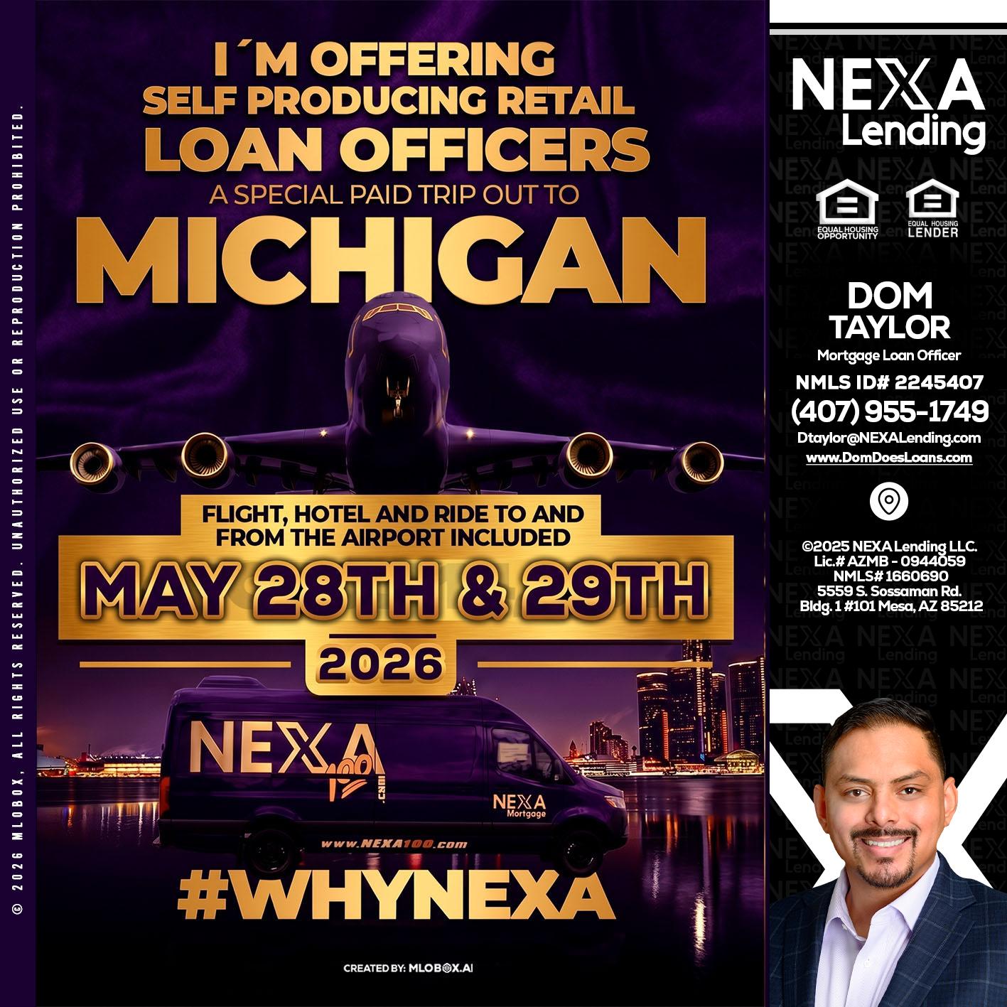 MICHIGAN - Dom Taylor -Mortgage Loan Officer