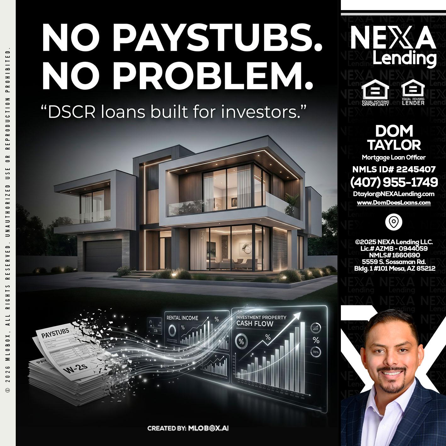 no paystub - Dom Taylor -Mortgage Loan Officer