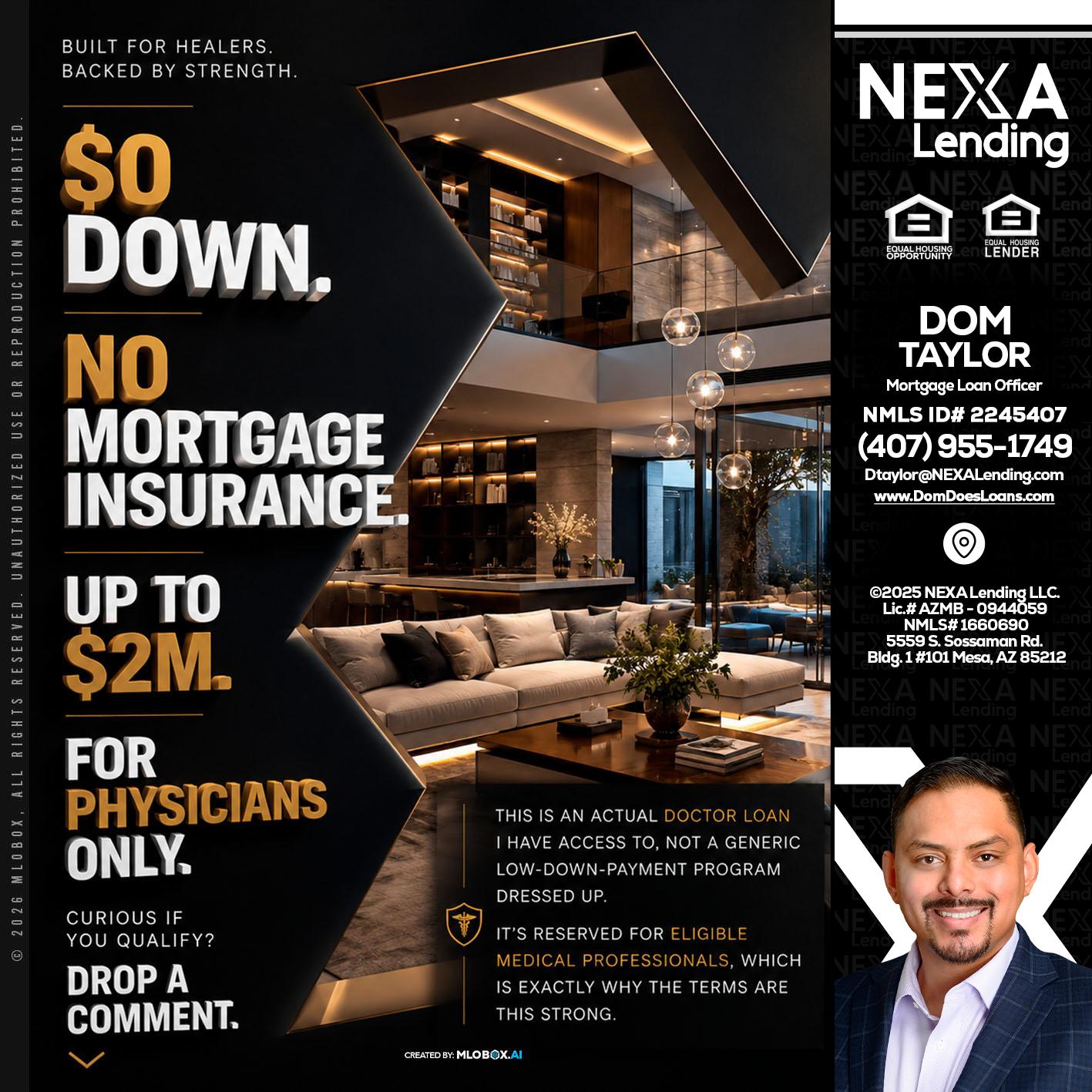 $0 DOWN - Dom Taylor -Mortgage Loan Officer