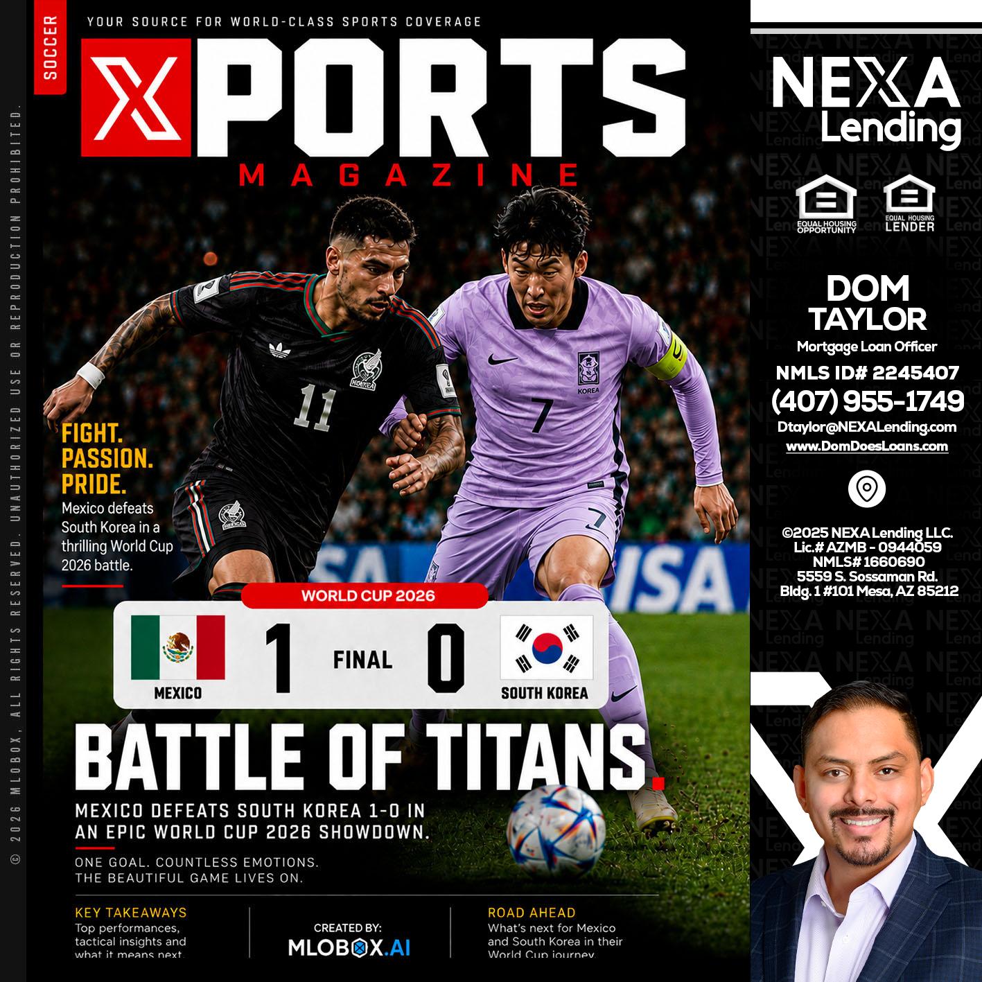 XPORTS MAGAZINE - Dom Taylor -Mortgage Loan Officer