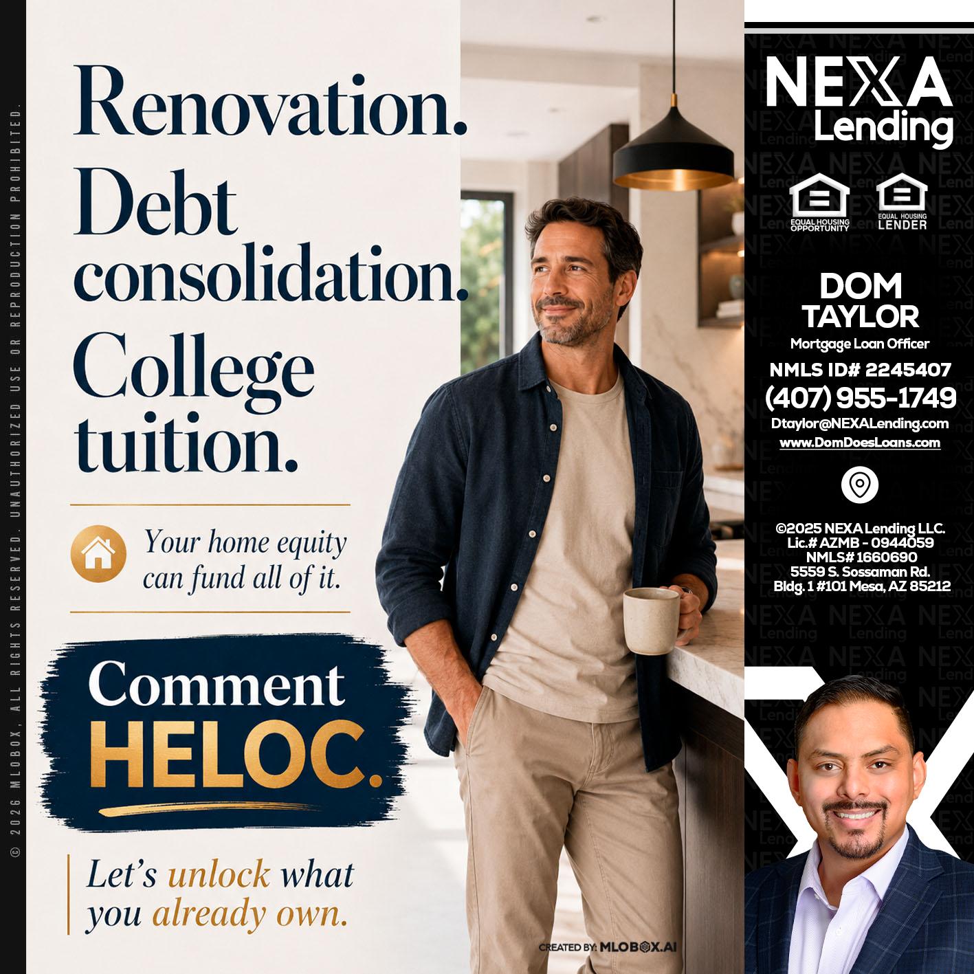 RENOVATION DEBT - Dom Taylor -Mortgage Loan Officer
