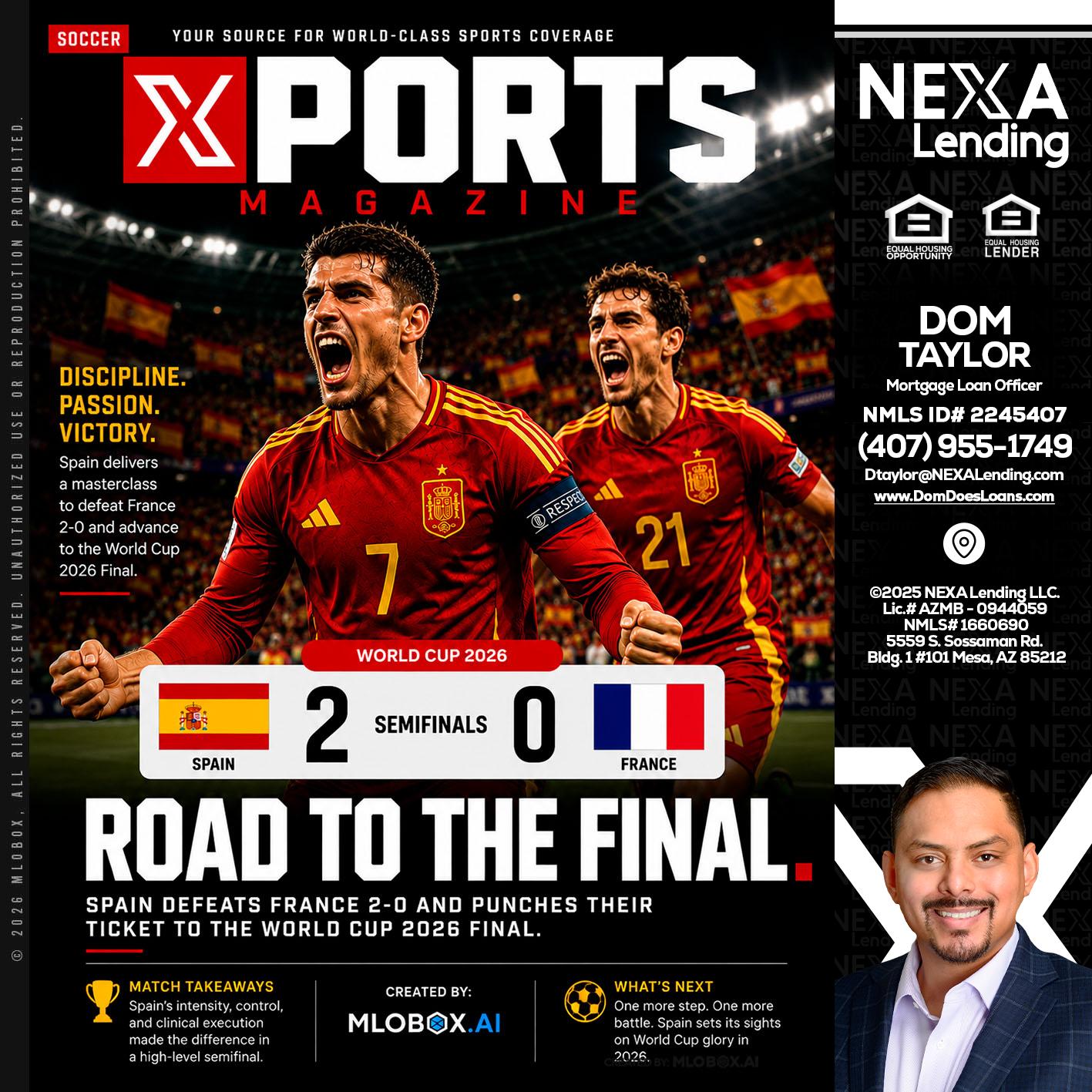 XPORTS WORLD CUP 2026 - Dom Taylor -Mortgage Loan Officer