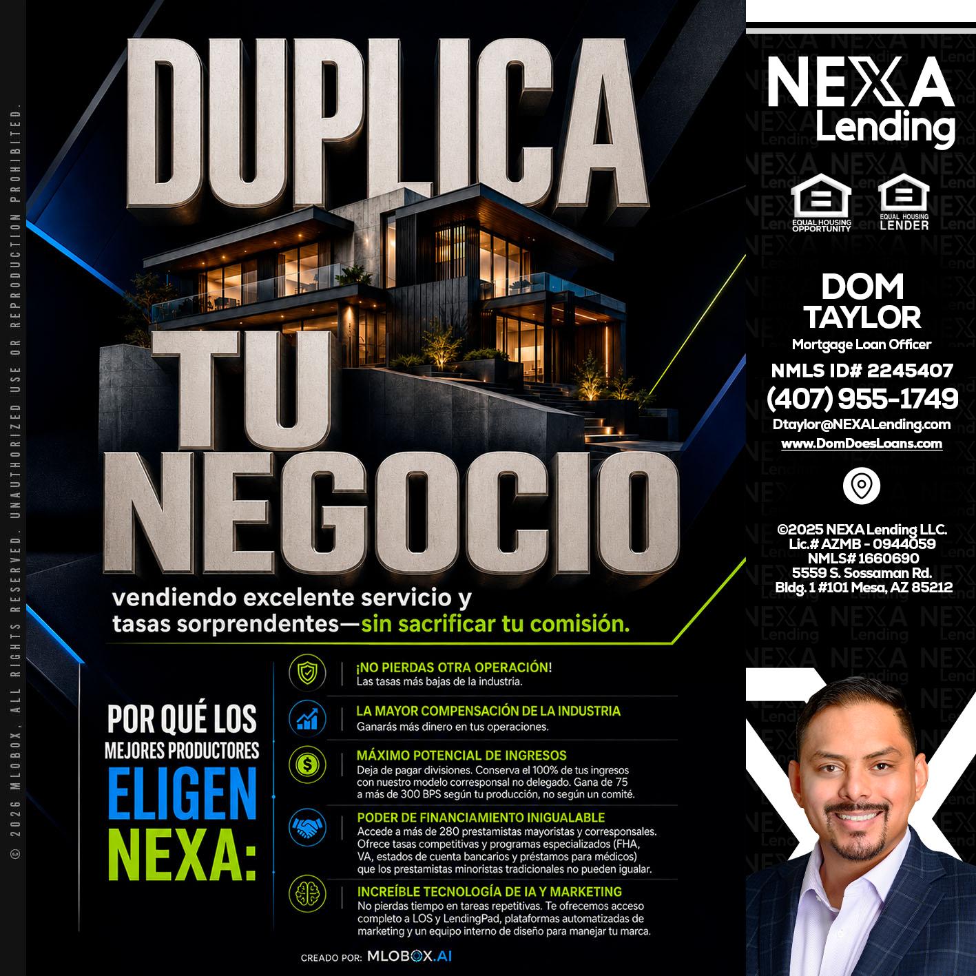 DUPLICA TU NEGOCIO - Dom Taylor -Mortgage Loan Officer