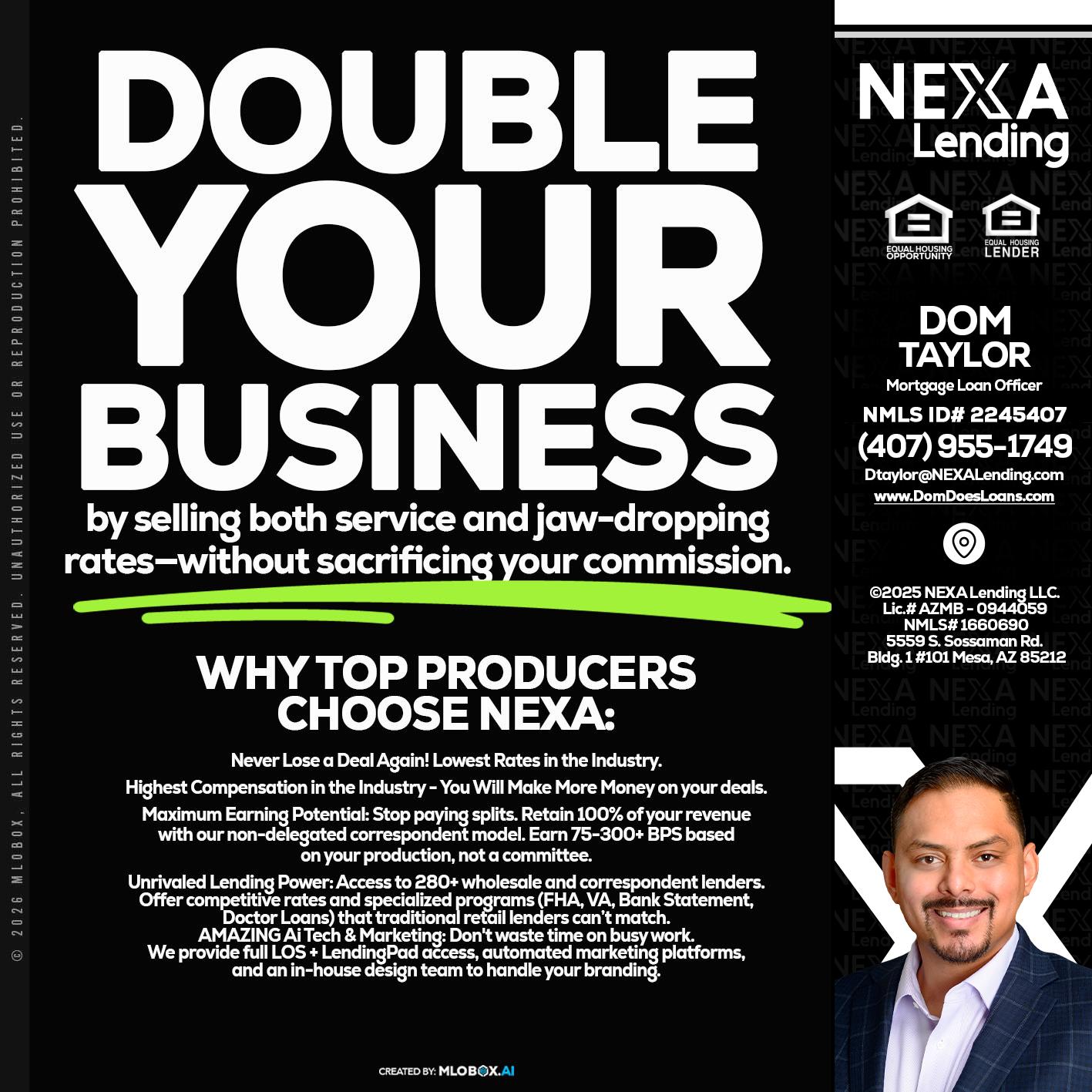 DOUBLE YOUR BUSINESS - Dom Taylor -Mortgage Loan Officer