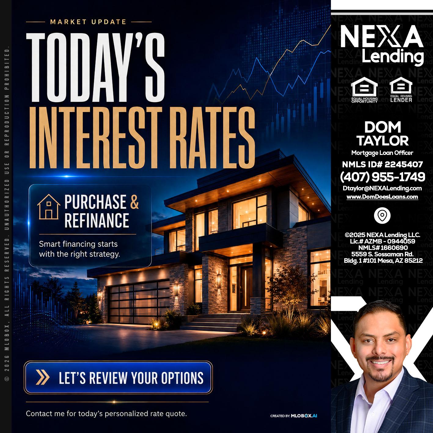 TODAYS RATES - Dom Taylor -Mortgage Loan Officer